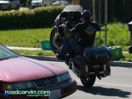Who says Harleys can't wheelie?